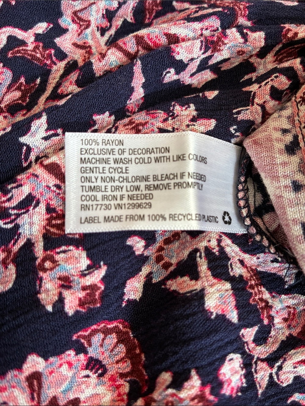 Knox Rose Navy & Pink Floral/Paisley Patterned V-Neck Dress, size XL, NWT - Picture 12 of 16